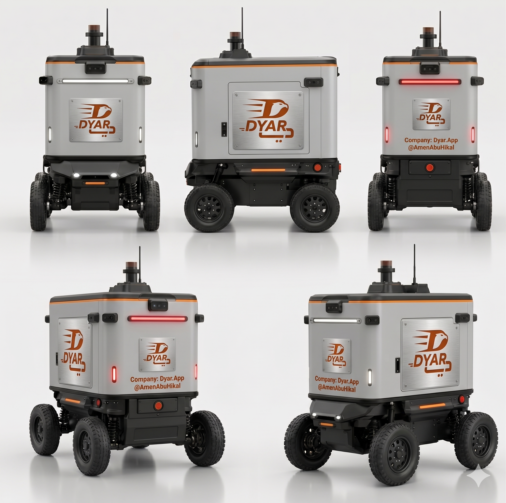 DYAR Robot — Branded multi-view (6 angles)